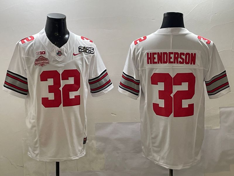 Men Ohio State Buckeyes #32 Henderson White Three generations Nike 2025 NCAA Jersey->ncaa teams->NCAA Jersey